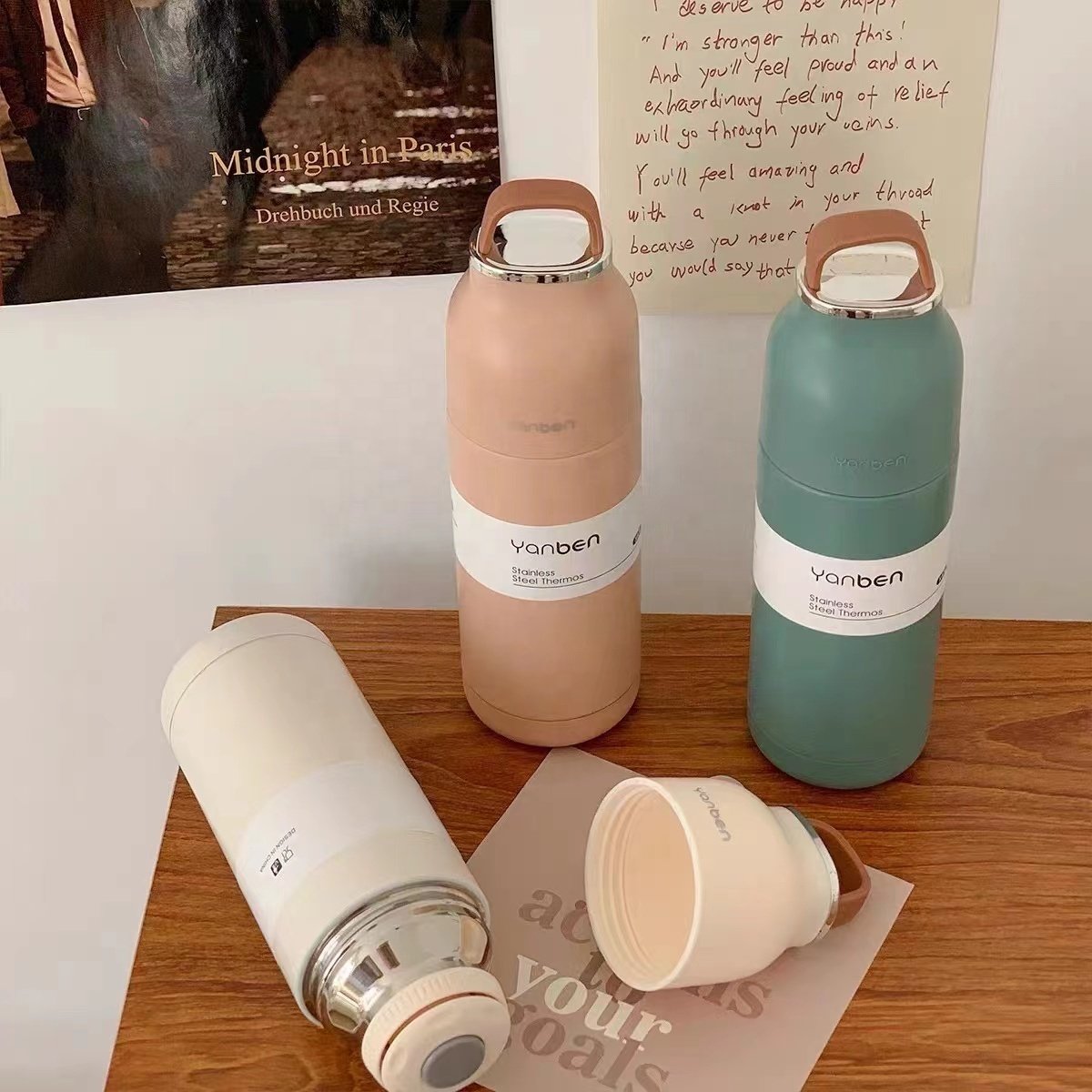 Luxury travel 350ml 11oz double wall insulated stainless steel thermos bottle vacuum flasks with cup for coffee tea