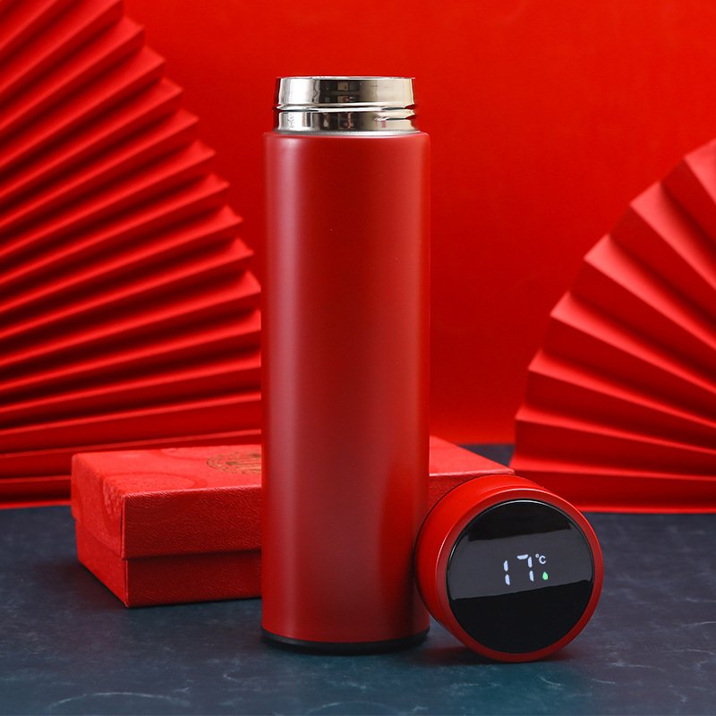 Stainless steel vacuum flask insulated smart led digital temperature sports thermos water bottle