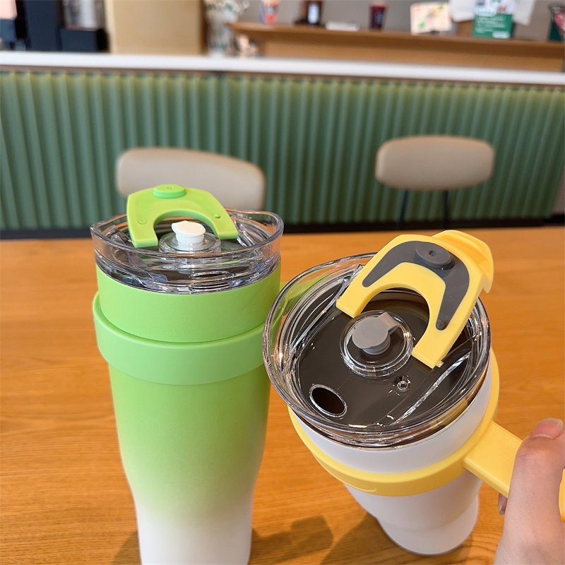 40oz Portable Stainless Steel Thermos Vacuum Flasks Car Cup Coffee Mug Large Capacity Drink Bottle with handle and straw