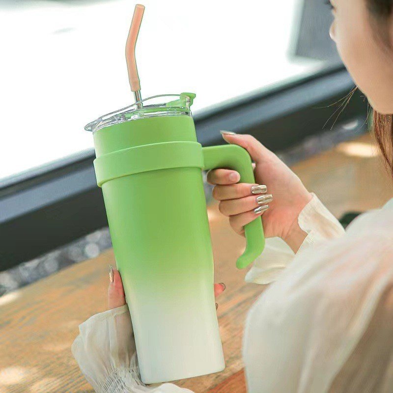 40oz Portable Stainless Steel Thermos Vacuum Flasks Car Cup Coffee Mug Large Capacity Drink Bottle with handle and straw
