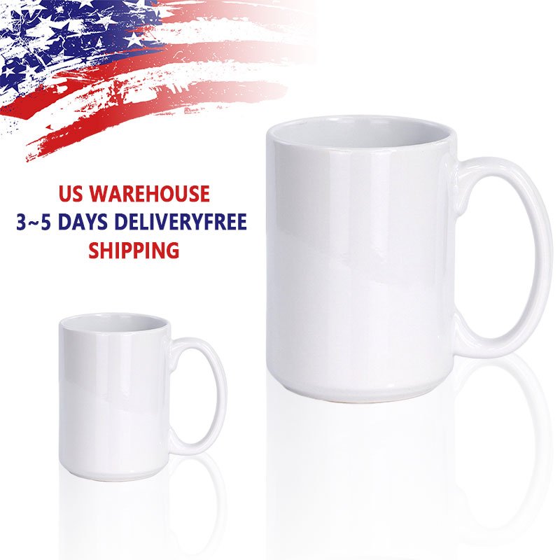 US Warehouse  Wholesale Blank 15 oz sublimation mugs 15 oz blank sublimation beer mug ceramic coffee cup custom DIY