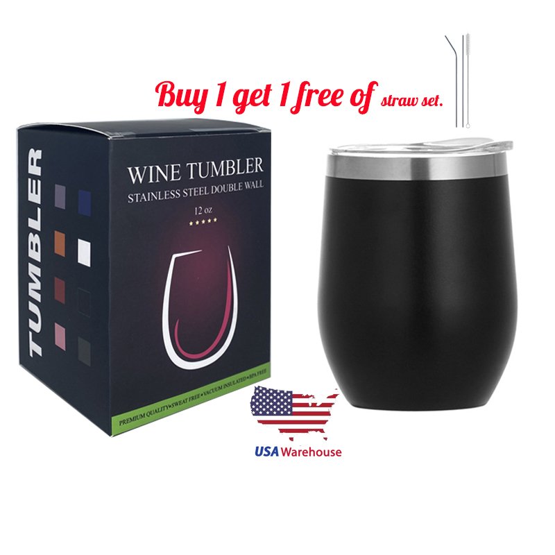 USA Warehouse Minimalist 12oz/360ml cup Cute Party Double Wall stainless steel Insulation Beer Coffee Mugs Wine Tumbler