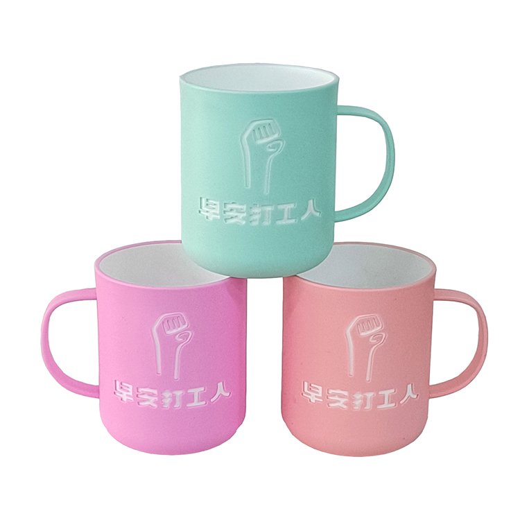 Custom Logo Eco Friendly Wide Mouth 400ml 14oz Tumbler Tea Cup with PP Plastic Handle Coffee Mug