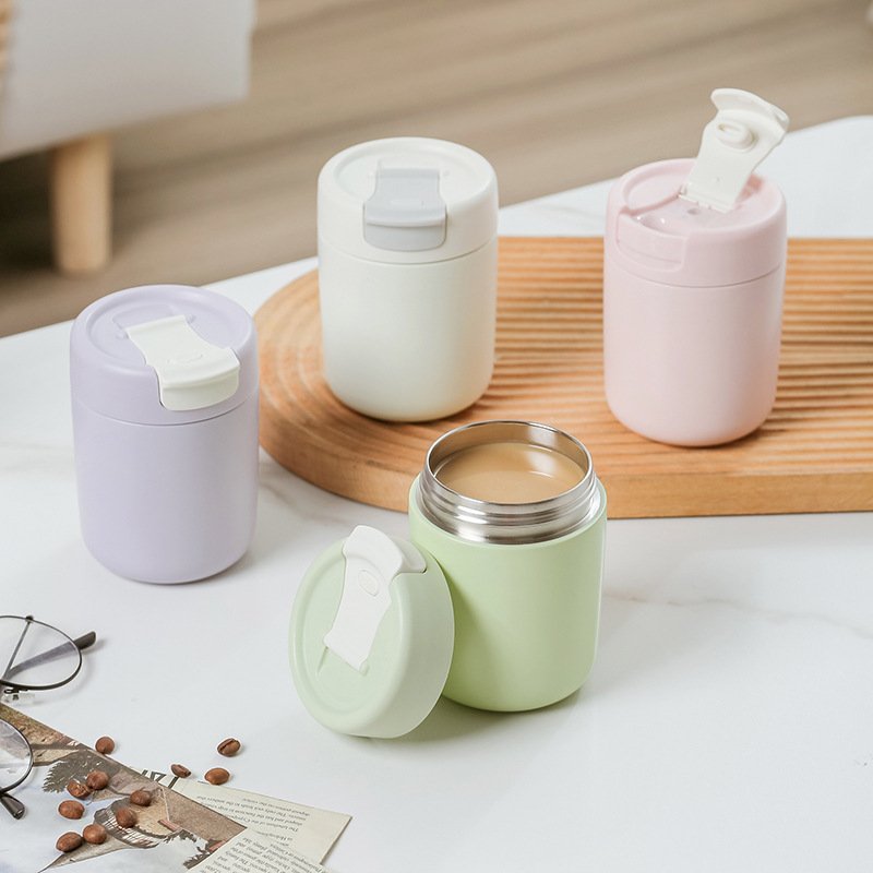 Modern Style Popular Design 18/8 Stainless Steel Coffee Cups 12oz Thermo insulated Mini Travel Mug With Flip Lid