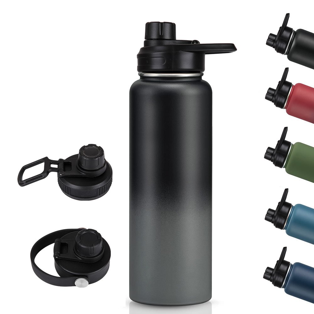 Hot Double Wall Wide Mouth Sports Vacuum Flask Insulated Stainless Steel Water Bottles Straw Lid Custom