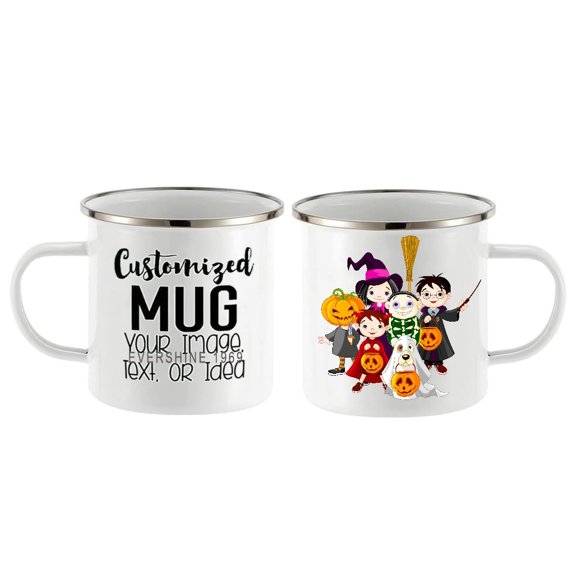 Custom logo Ready to ship 12oz enamel mug white metal enamel mug sublimation coffee mug