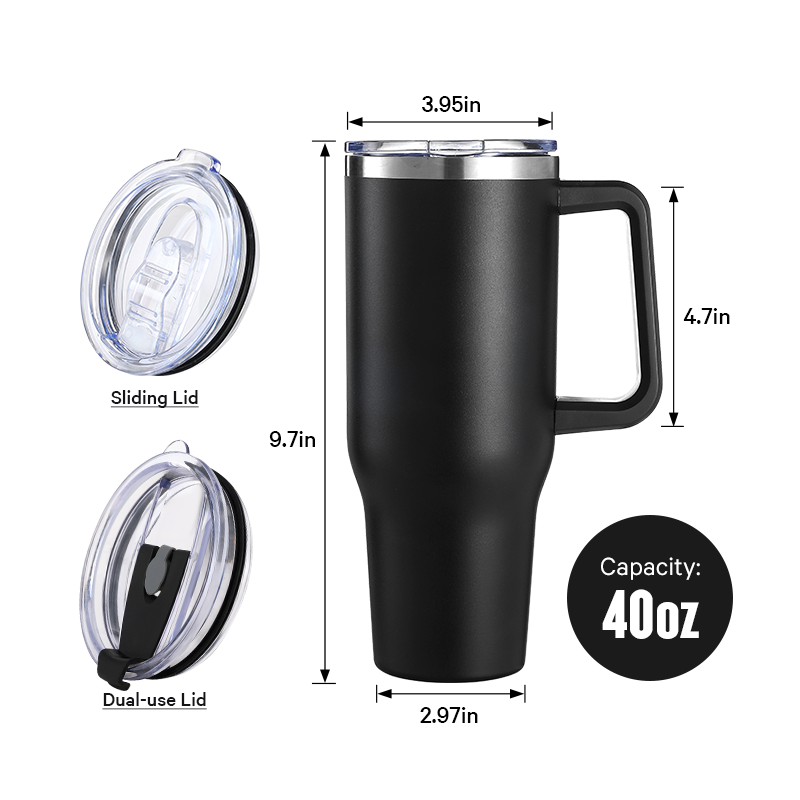 40OZ Lead-free BPA-free Cups Custom Logo Stainless Steel Tumbler Travel Coffee Mug With Lid And Handle