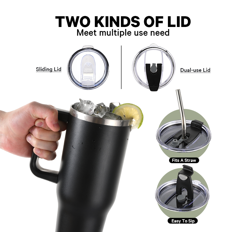 40OZ Lead-free BPA-free Cups Custom Logo Stainless Steel Tumbler Travel Coffee Mug With Lid And Handle