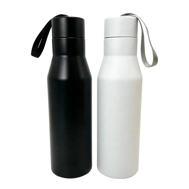 750ml BPA free custom logo stainless steel vacuum insulated metal water bottle yerba mate thermo with filter with stripe lid