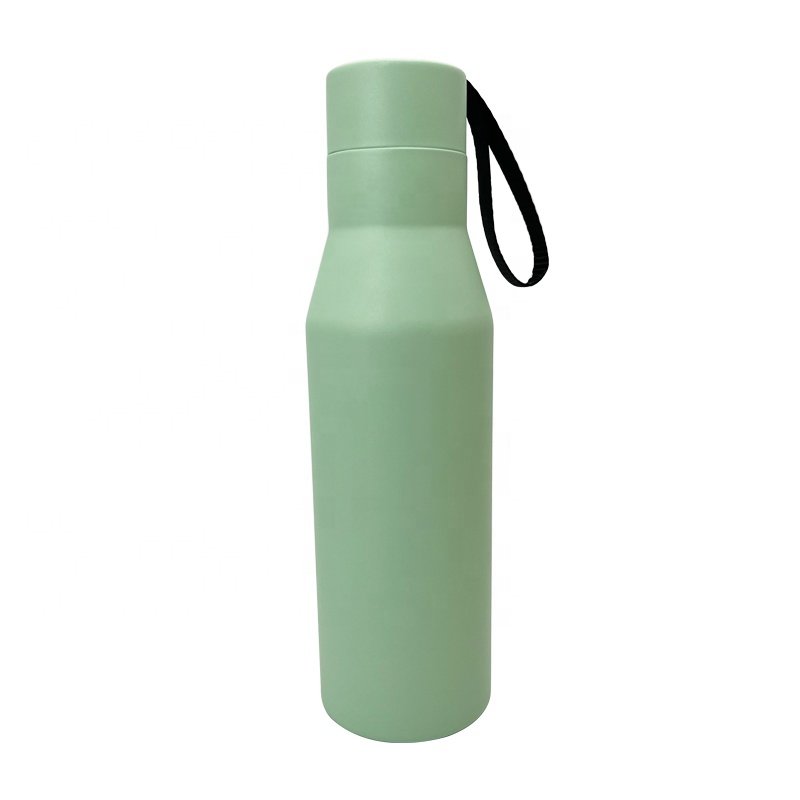 750ml BPA free custom logo stainless steel vacuum insulated metal water bottle yerba mate thermo with filter with stripe lid