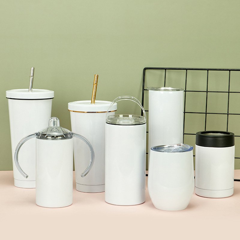 Custom Termos Sublimation Stainless Steel Thermos Bouncing Water Bottles Water Coffee Mugs Tumbler Cups Blank White
