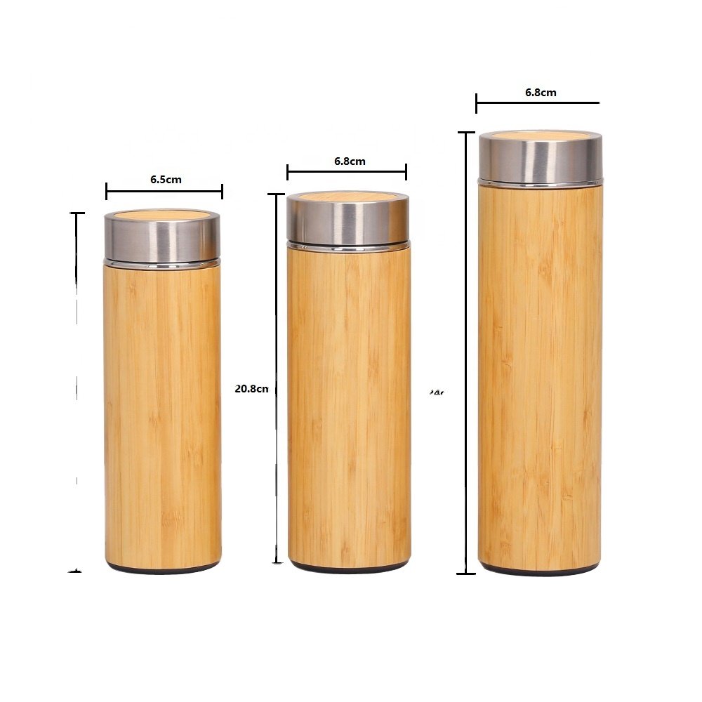 Thermo Led Temperature Display Smart Bamboo Vacuum Flask Double Wall Bamboo Bottle