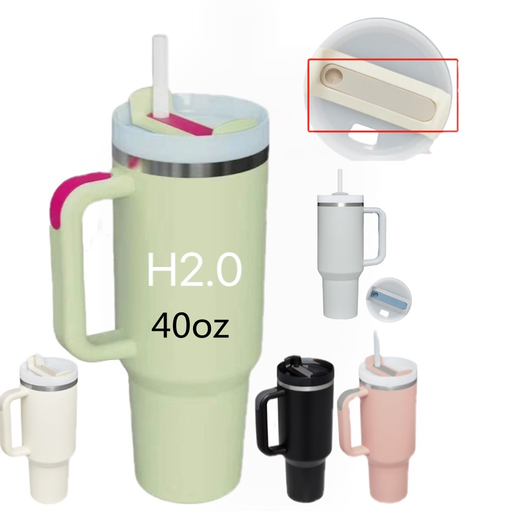 2023 wholesale H2.0 soft matte 40 oz travel tumbler with handle and straw thermal flask