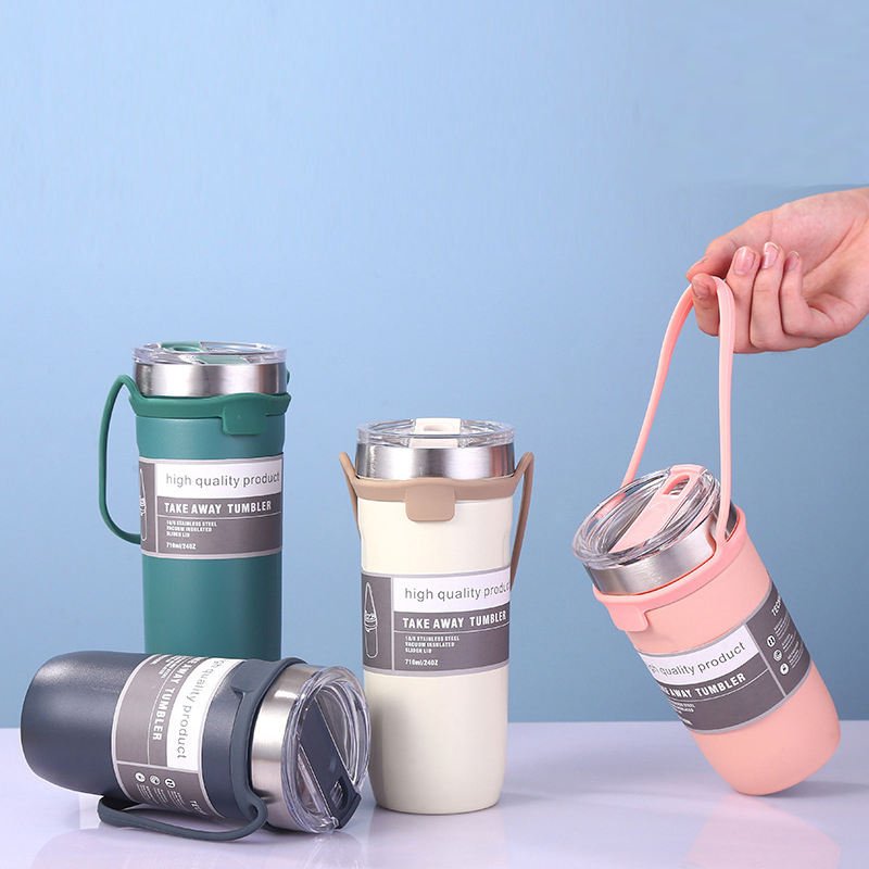 LeMuna 550ml/710ml Vacuum Insulated Stainless Steel Mug with Custom Logo and Lid Glitter Coffee Cup