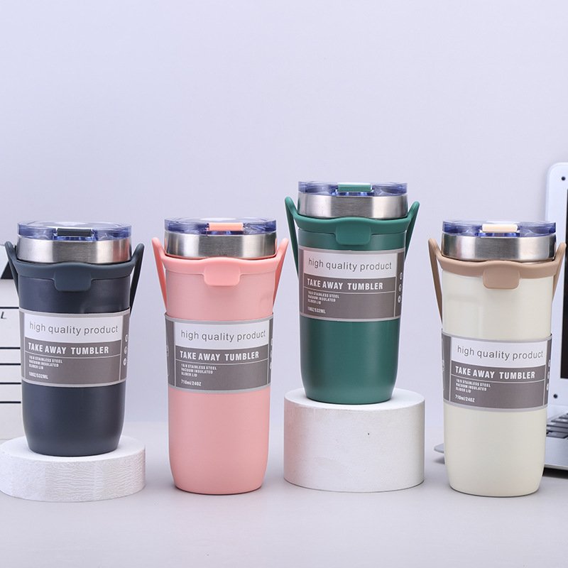 LeMuna 550ml/710ml Vacuum Insulated Stainless Steel Mug with Custom Logo and Lid Glitter Coffee Cup