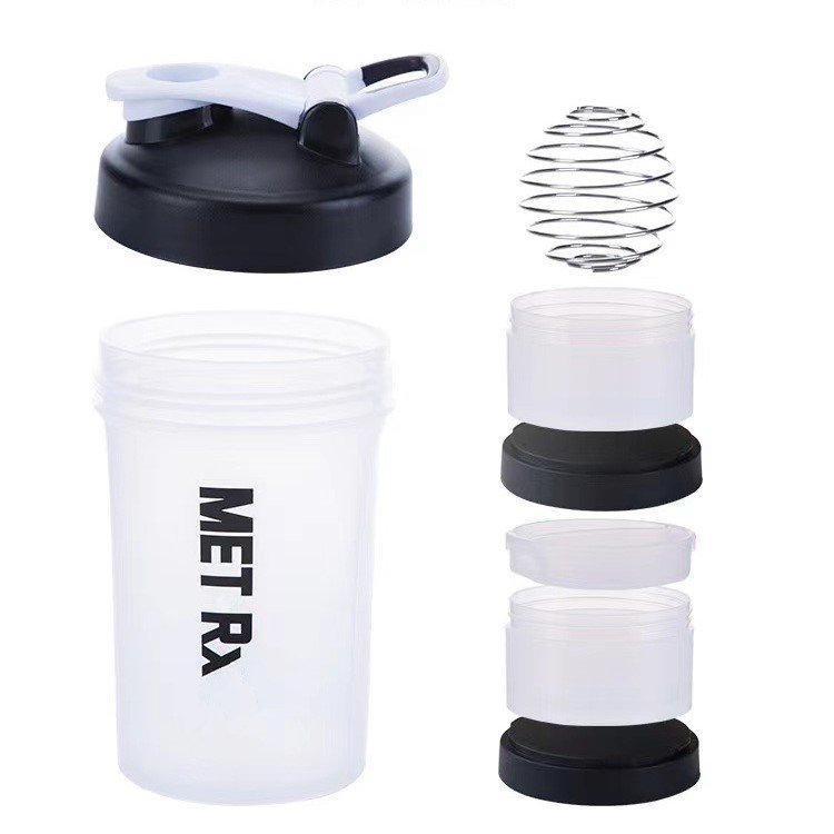 Custom logo 450ml 700ml plastic 3 layer shaker bottle with protein box pill storage for gym fitness Water Bottles