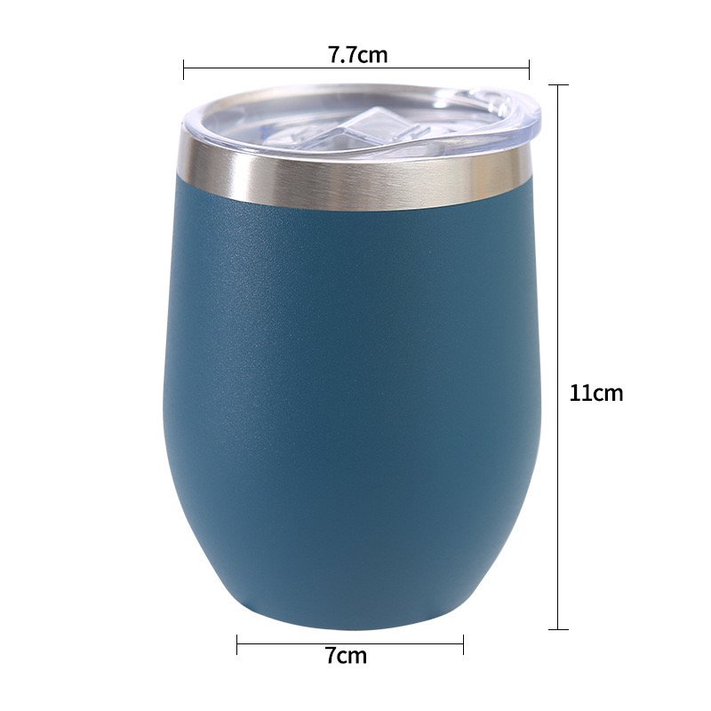 Custom Logo Coffee Mugs Reusable Egg Shape Powder Coated Sublimation Blanks Wine Tumbler Stainless Steel 12oz Modern Travel Mugs