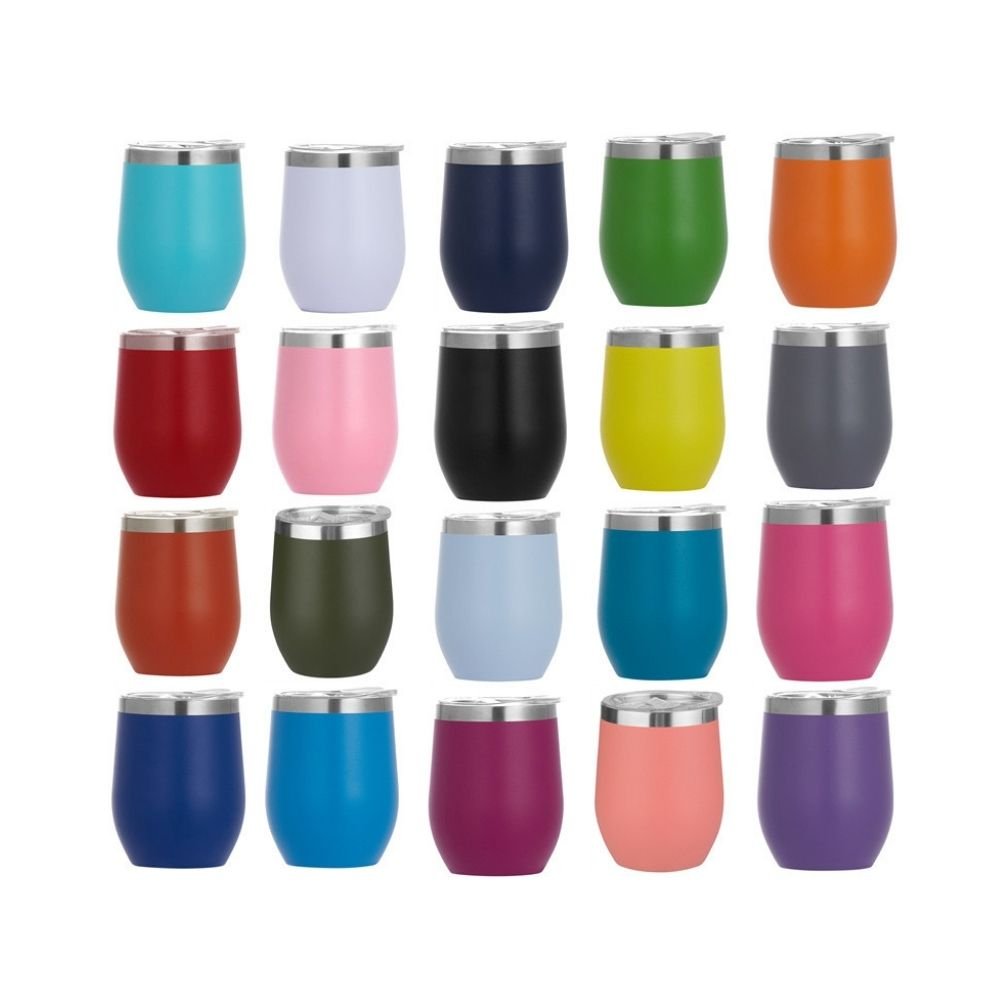 Custom Logo Coffee Mugs Reusable Egg Shape Powder Coated Sublimation Blanks Wine Tumbler Stainless Steel 12oz Modern Travel Mugs