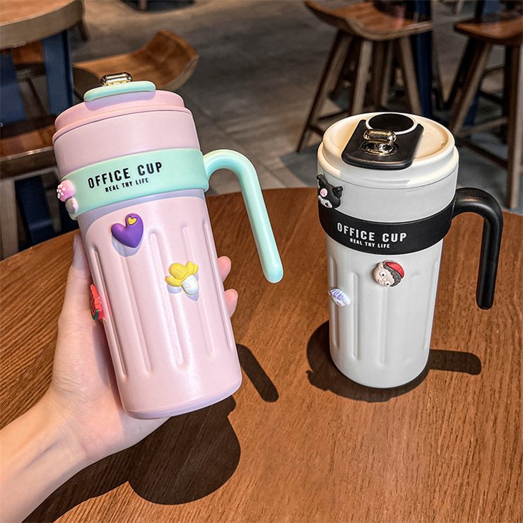 650ml Black White Pink Stainless Steel Travel Coffee Mug With Temperature Display With Digital Temperature For Cafe Cup