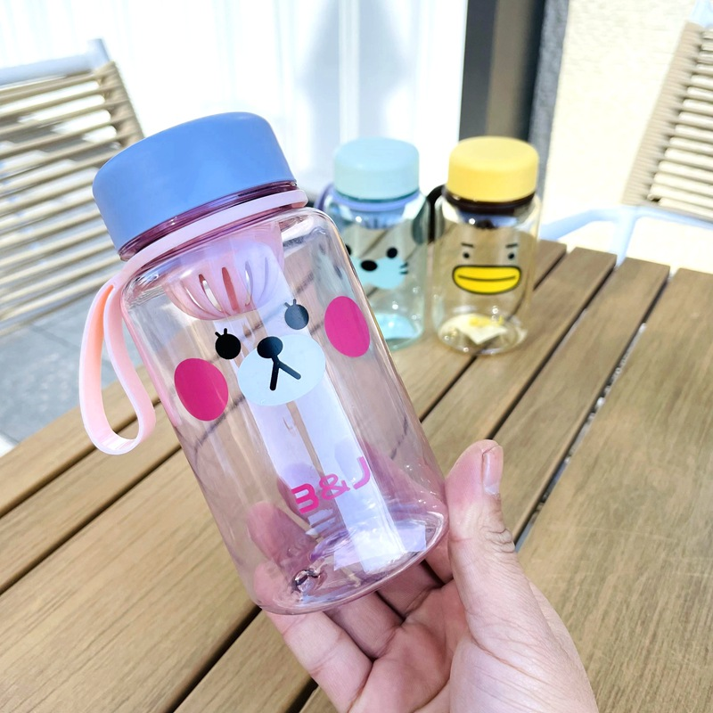 Cute Cartoon Plastic Sports Water Bottle Portable Outdoor 400ml 550ml Coffee Milk Water Bottles for Kids Student