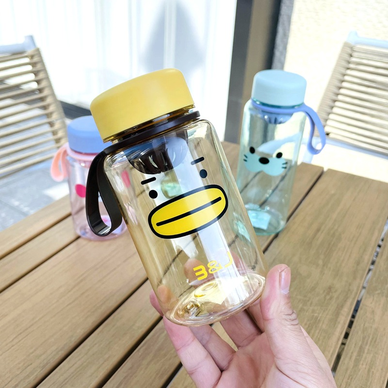 Cute Cartoon Plastic Sports Water Bottle Portable Outdoor 400ml 550ml Coffee Milk Water Bottles for Kids Student