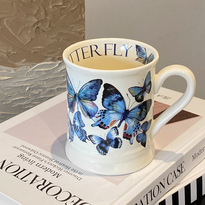 2024 New Creative Pastoral Style Colored Flower Ceramic Large Capacity Mug Breakfast Milk Cup
