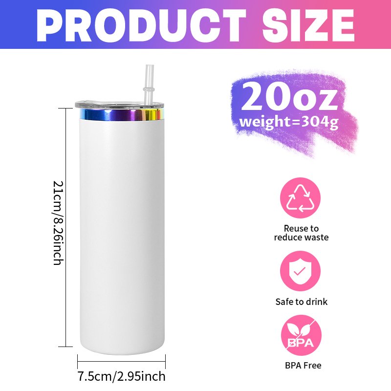 US warehouse stocked Holographic Rainbow Plated 20oz Stainless Steel Tumbler Vacuum Insulated 20oz straight tumbler