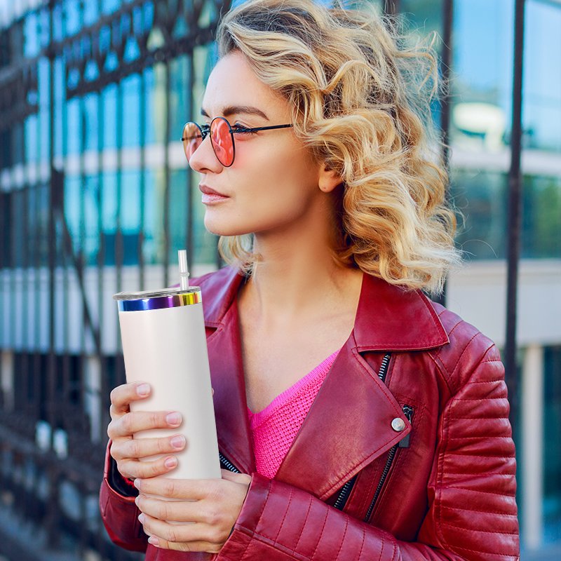 US warehouse stocked Holographic Rainbow Plated 20oz Stainless Steel Tumbler Vacuum Insulated 20oz straight tumbler