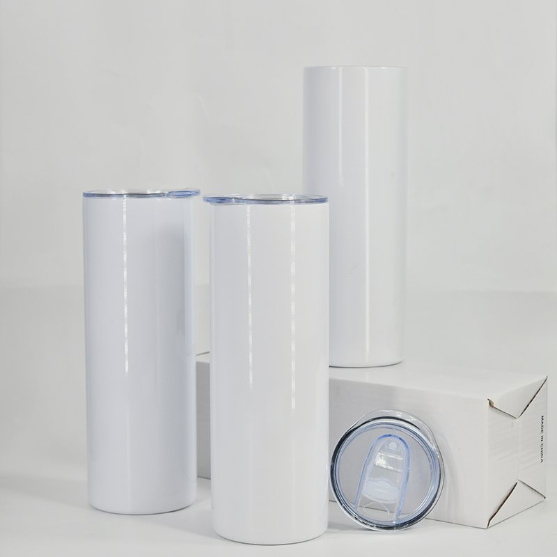 Usa Warehouse In Stock 20oz Stainless Steel Double Walled Insulated Coffee Mug White Skinny Sublimation Blanks Tumbler Straight