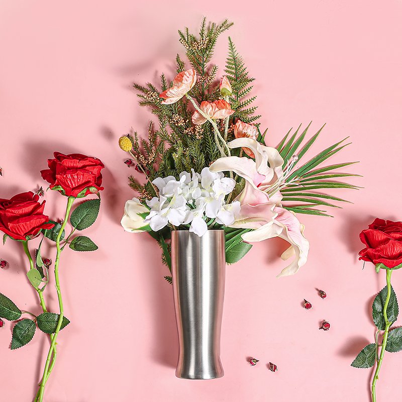 Stainless Steel portable Insulated double wall Vase shape water bottles tumblers Cups Mugs with Straw and color gift box