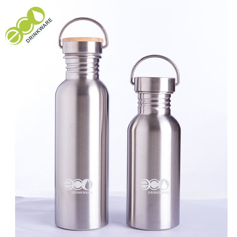 stocked Hot new novelty customized branded logo sport drink double walled stainless steel water bottle with bamboo lid