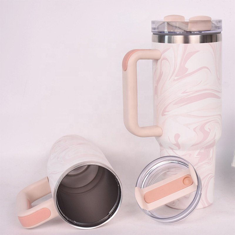 Custom Logo New Swirl 40oz Car Cup With Handle And Straw Tie Dye Style Stainless Steel Traveler Adventure H2.0 Mug