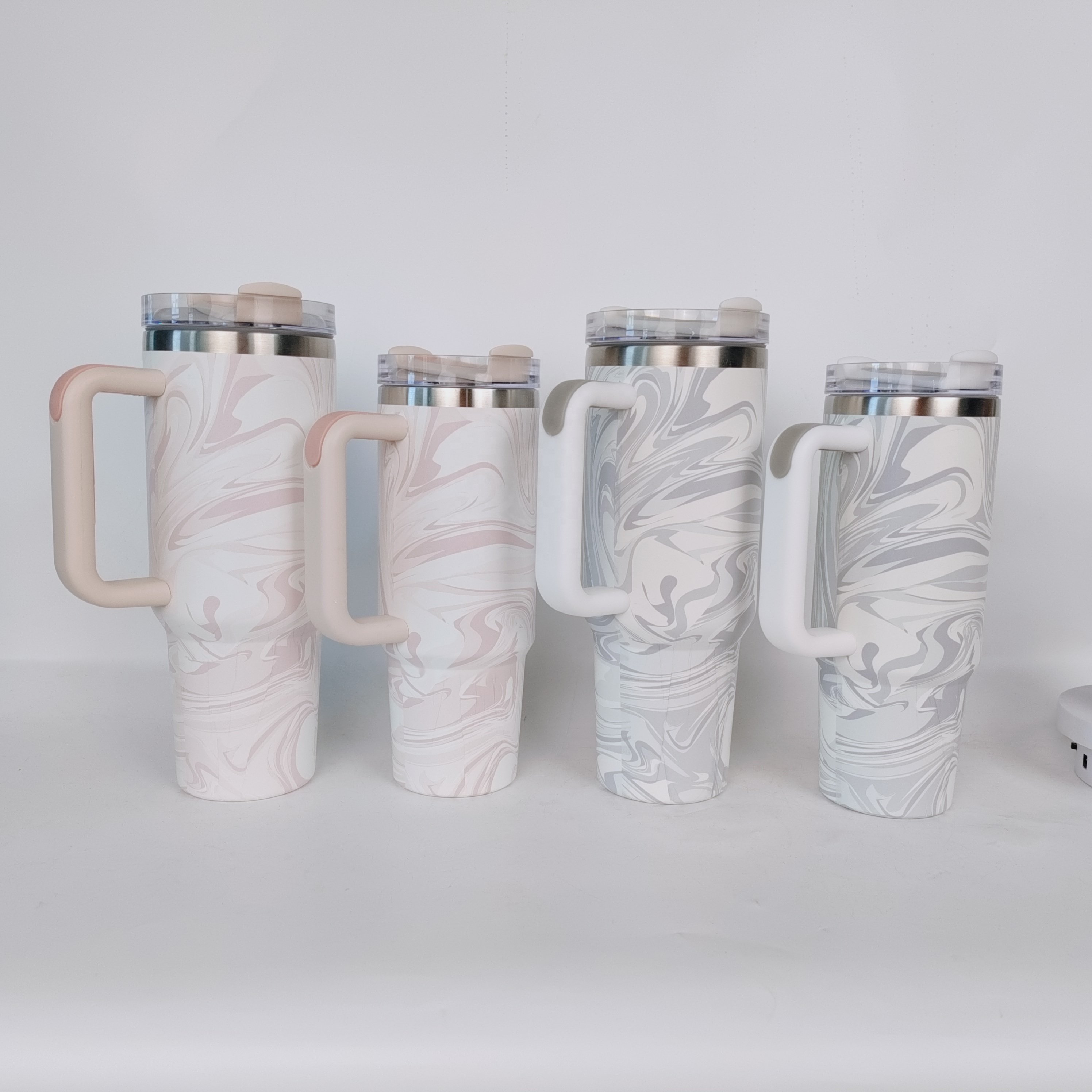 Custom Logo New Swirl 40oz Car Cup With Handle And Straw Tie Dye Style Stainless Steel Traveler Adventure H2.0 Mug