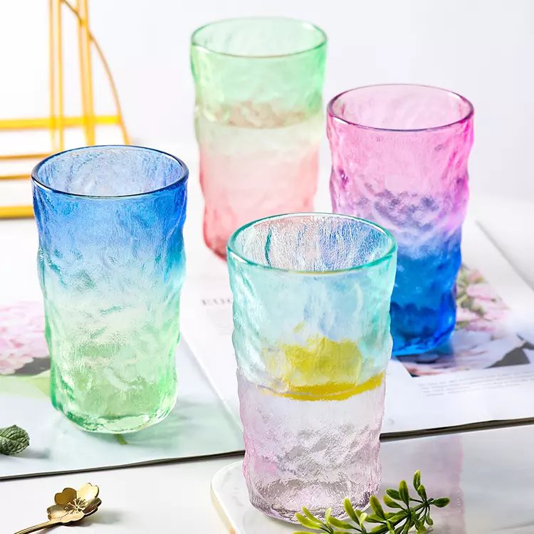 Hot on gradient whiskey glass beer mug 300ml 350ml colored glass cup drinking glass