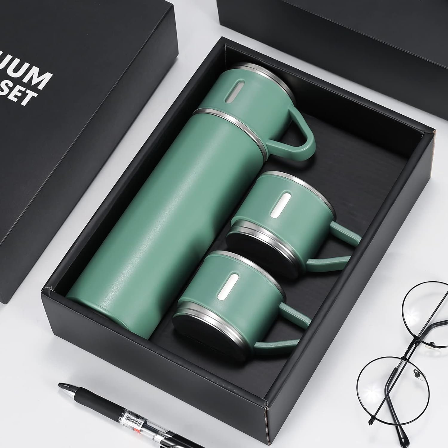 HOT 500ml Christmas Gift Thermos Vacuum Flask Stainless Steel Water Bottle with 2 Cups with gift box