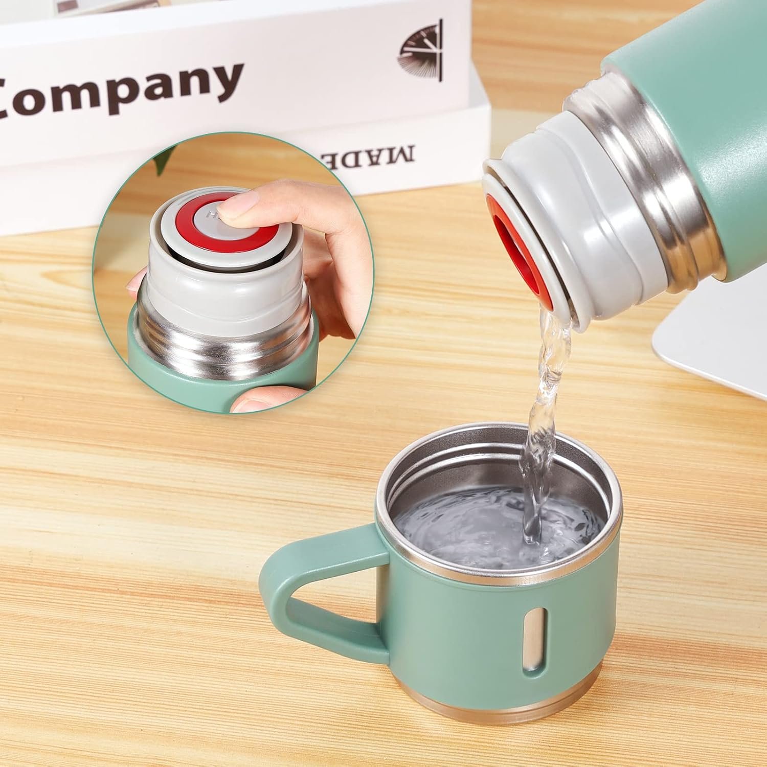 HOT 500ml Christmas Gift Thermos Vacuum Flask Stainless Steel Water Bottle with 2 Cups with gift box