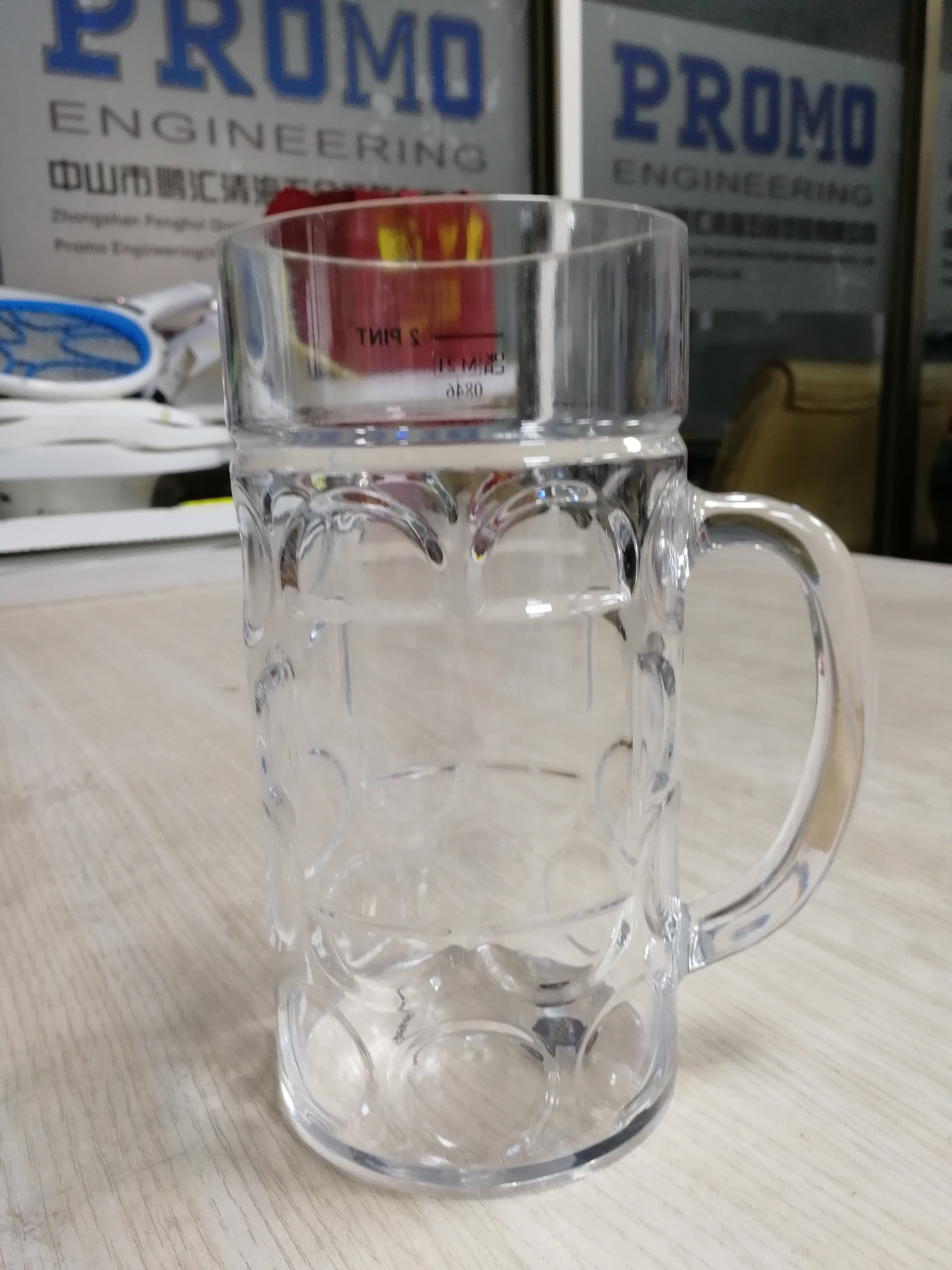 plastic beer Mug Sublimation Blanks Transparent Clear Beer plastic Mug with Handle Custom Cups in Bulk