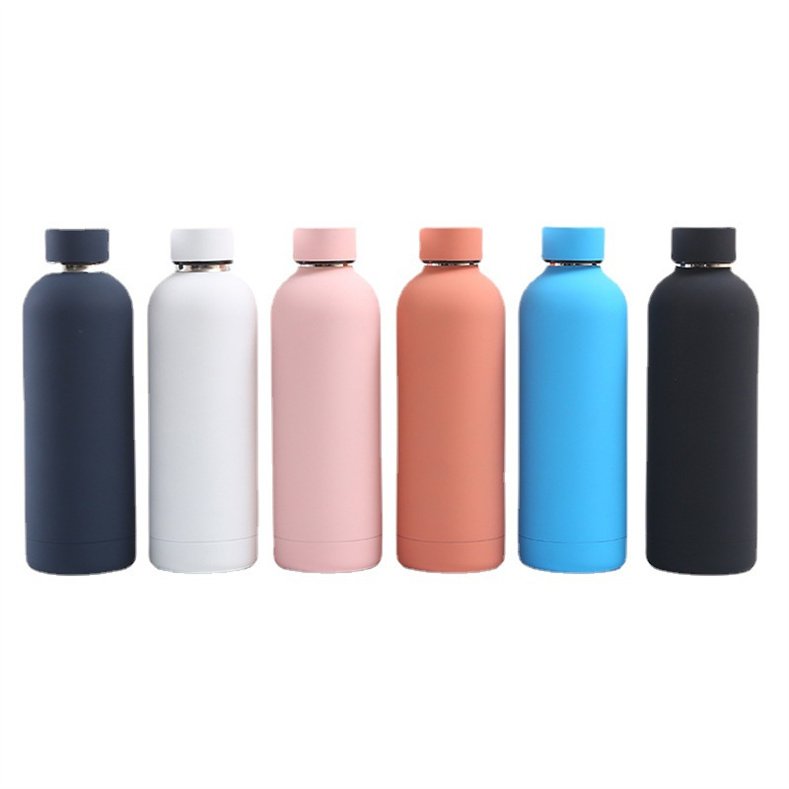 Rubber Painted Thermos Cup 500ml Double Wall Insulated Sports Water Bottle Stainless Steel Vacuum Flasks
