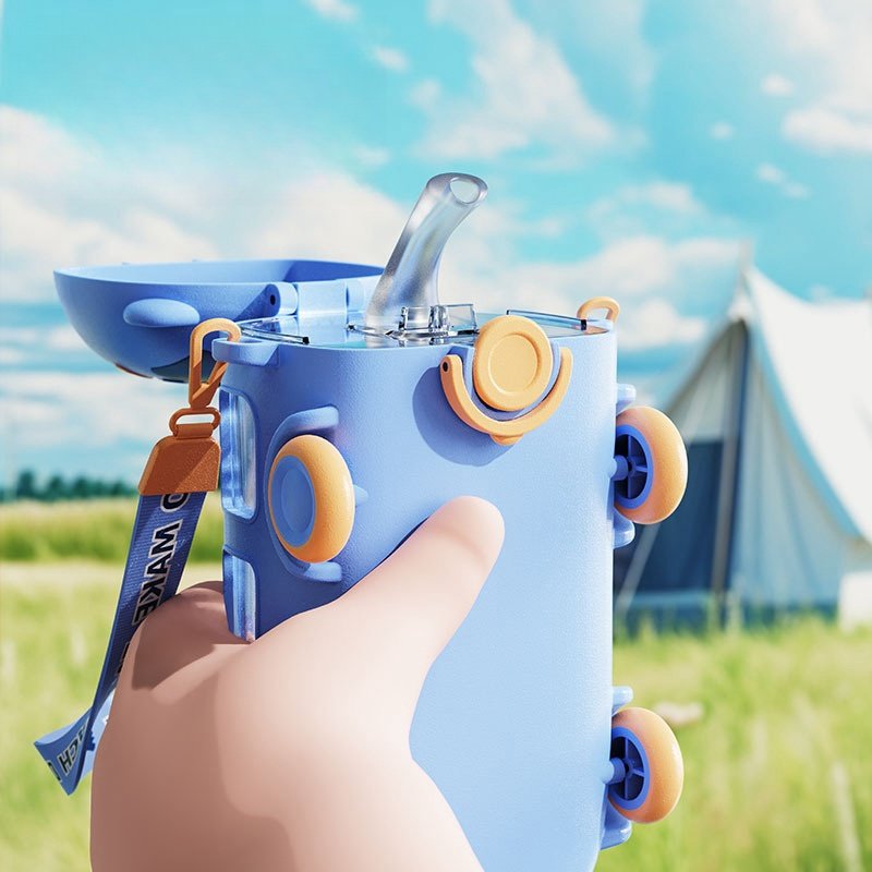 New Cute Children's Bus Cup Portable Straw Kids Water Bottle for Outdoor Activities Bus Cute Water Bottle