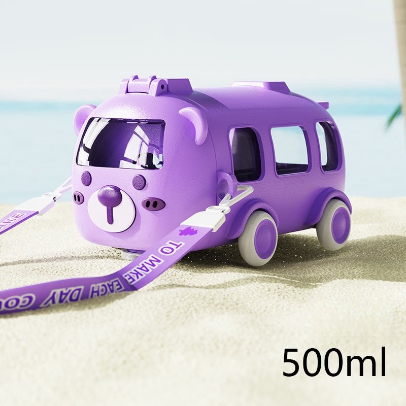 New Cute Children's Bus Cup Portable Straw Kids Water Bottle for Outdoor Activities Bus Cute Water Bottle