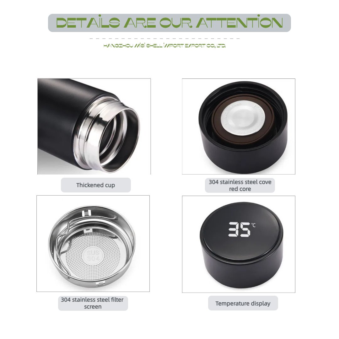 Customized Color 500ml Intelligent Vacuum Water Bottle Led 304 316 Smart Coffee Mugs Cup vacuum cupping therapy thermos