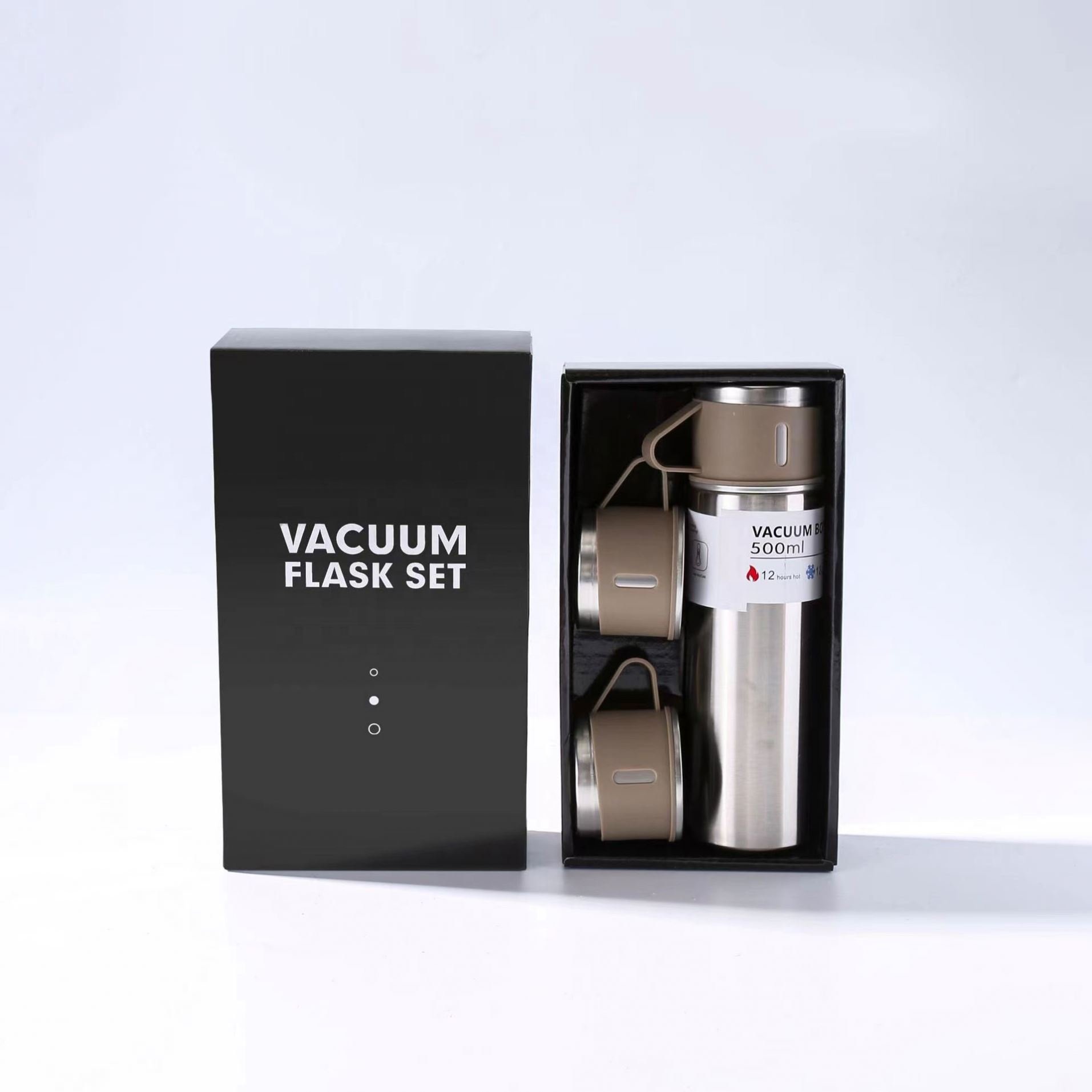 Wholesale 500 ml set Christmas gift Thermos Vacuum Flask Stainless Steel Water Bottle with 2 Cups hot and cold flask