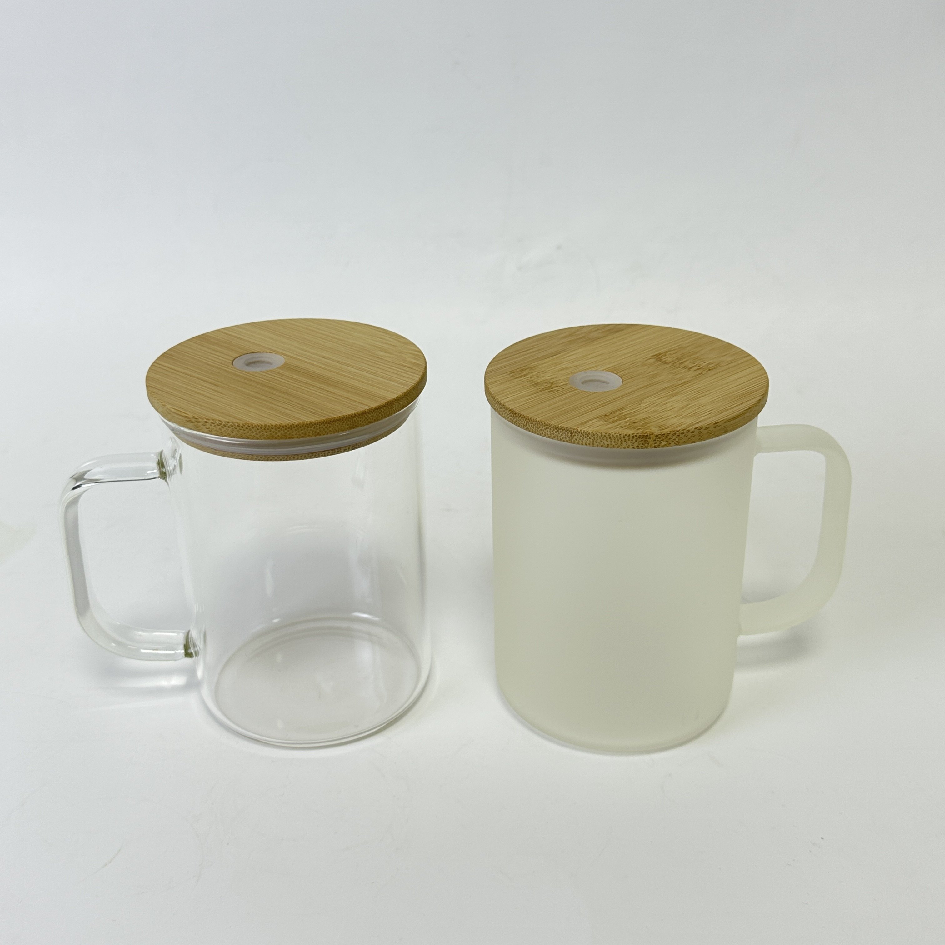 USA warehouse 15oz Snow Globe Mug With Handle Frosted Clear Beer Can Glass Mug Double Wall Pre-Drilled Sublimation Glass Can Mug