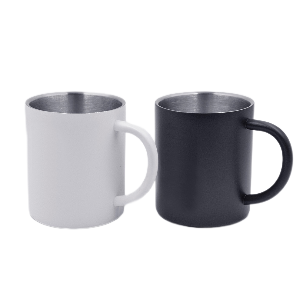 Portable 300ml Outdoor Camping Travel Stainless Steel Coffee Cup Double Walled Sublimation Mug With Carabiner Handle