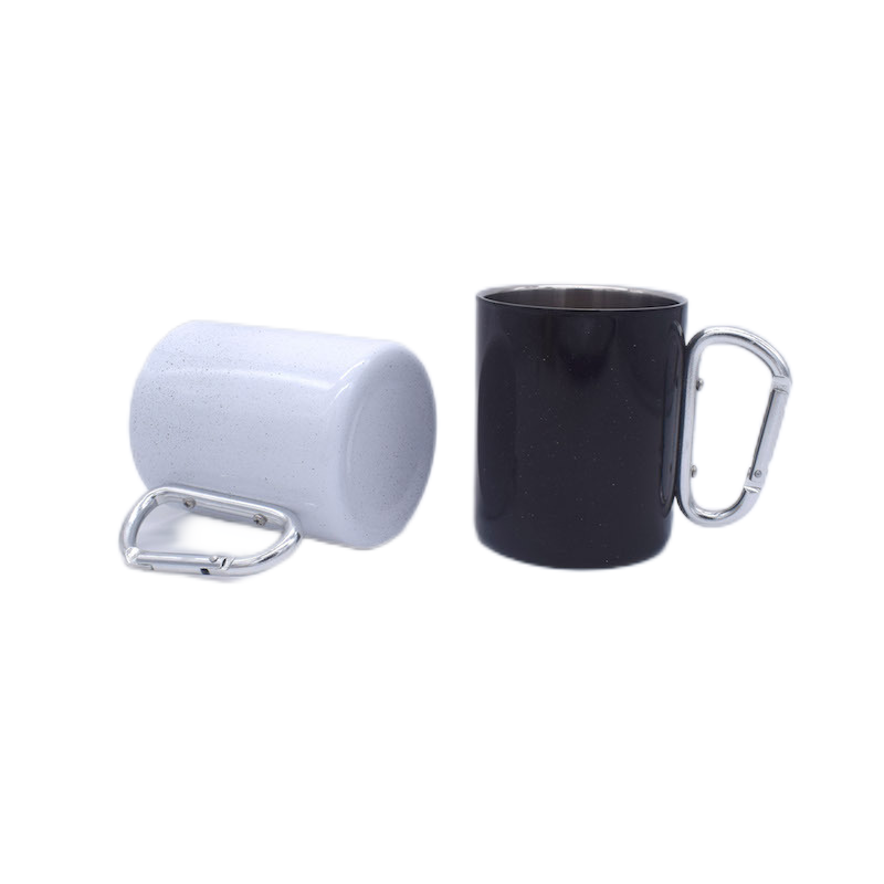 Portable 300ml Outdoor Camping Travel Stainless Steel Coffee Cup Double Walled Sublimation Mug With Carabiner Handle