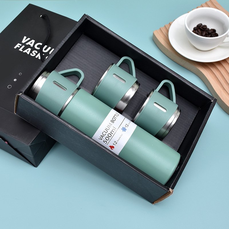 Hot Sale Vacuum Flask Set Stainless Steel Tea Gift Insulated Water Bottle With 3 Lids