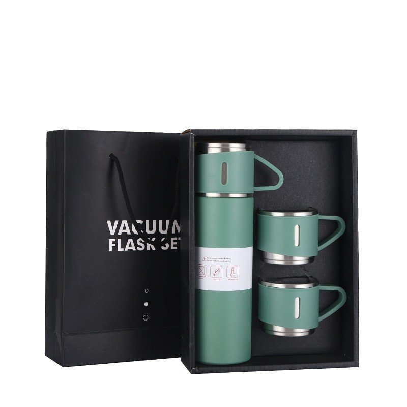 Hot Sale Vacuum Flask Set Stainless Steel Tea Gift Insulated Water Bottle With 3 Lids