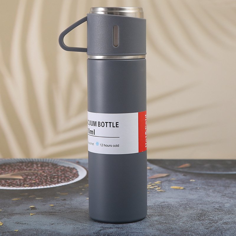 Hot Sale Vacuum Flask Set Stainless Steel Tea Gift Insulated Water Bottle With 3 Lids