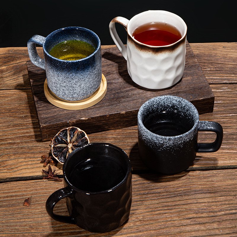 Vintage Coffee Ceramic Cup with Handle Japandi Hand Under Glaze Hand-painted Cappuccino Cup Coffee Tea Water Mugs for Restaurant