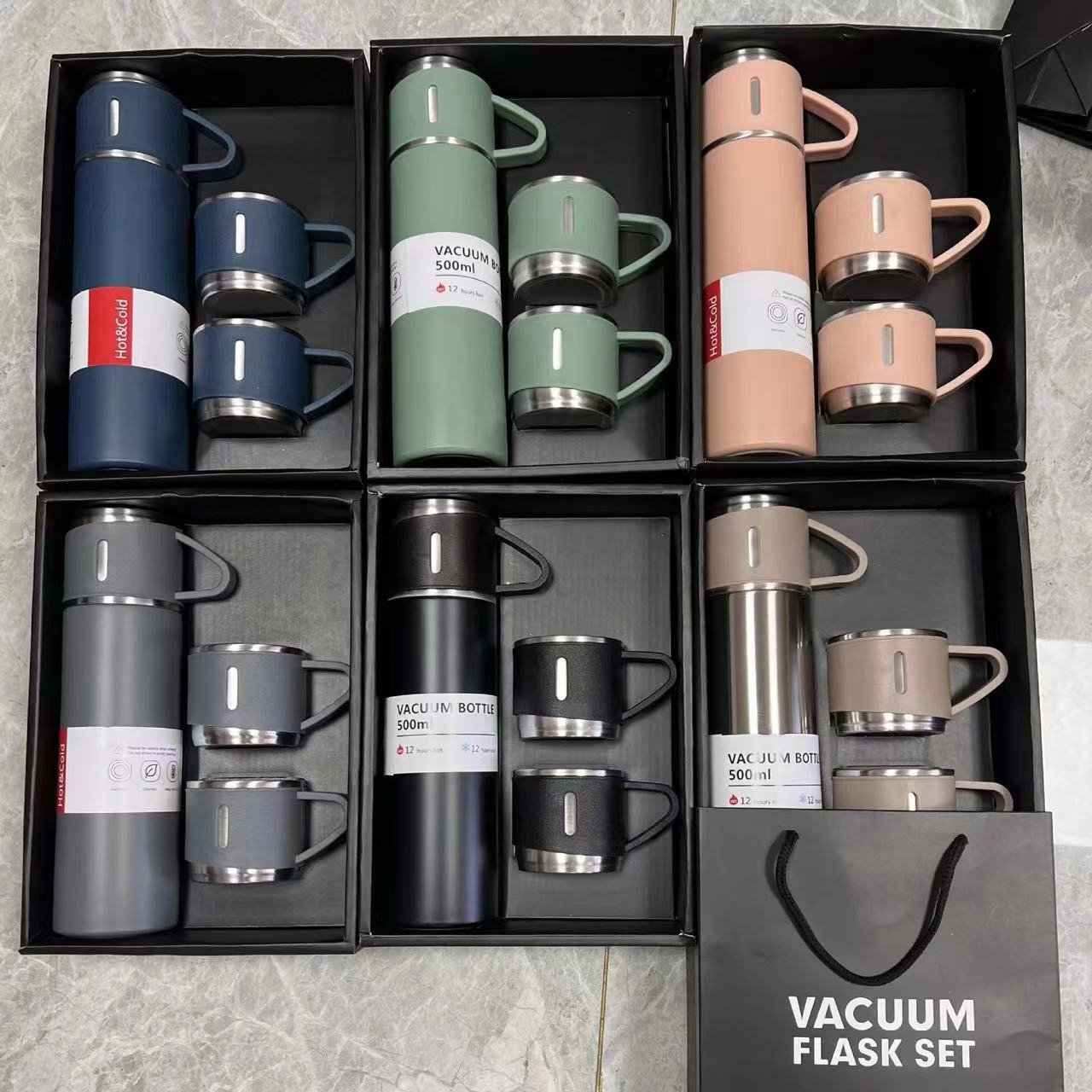 box vacuum gifts insulated flask 304 stainless steel Three-lid thermos cup office business gift box set school water bottle